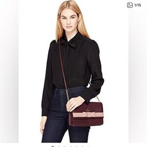 kate spade Burgundy Crossbody with Pink Bow Accent
